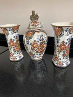 Delfts Polychroom Flora Keramiek Vaas Set, Ophalen of Verzenden