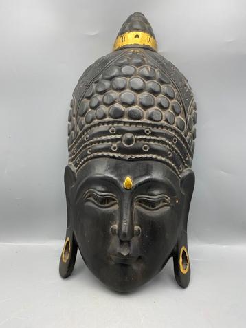 Boeddha masker beeld van hout uit Bali Indonesië beschikbaar voor biedingen