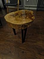 Unieke Notenhouten Salontafel met Epoxy, Zo goed als nieuw, Minder dan 50 cm, 50 tot 100 cm, Metaal