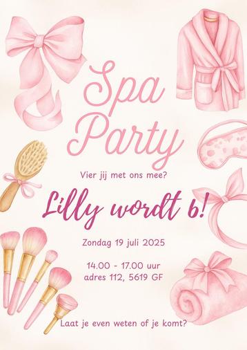   Roze Spa Party Uitnodigingen – 10 stuks met enveloppen beschikbaar voor biedingen