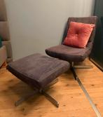 Henders en Hazel - Stoel met Hocker - Donker Paars Suede, Ophalen, Overige kleuren, Zo goed als nieuw, Eén