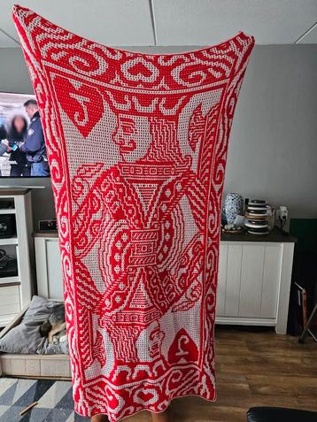 Gehaakte deken/ plaid speelkaart harten boer/ Jack. beschikbaar voor biedingen