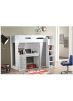 Hoogslaper met Bureau & Kast - 120x204 cm (bieden mag), Ophalen, Gebruikt, Hoogslaper