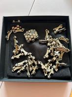 Schakelarmband Zilverkleur & Broche, Ophalen of Verzenden, Gebruikt, Zilver, Met kristal
