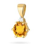 Goud 585 kettinghanger met natuurlijke citrien en diamant, Overige voorstellingen, Nieuw, Ophalen of Verzenden, Goud