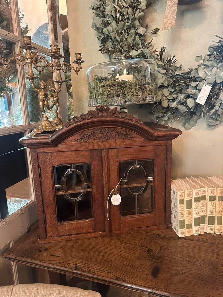 Antiek Brocante Wandkastje met Glas, Antiek en Kunst, Antiek | Meubels | Kasten, Ophalen