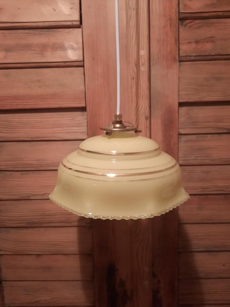 Antieke glazen hanglamp, Ophalen of Verzenden