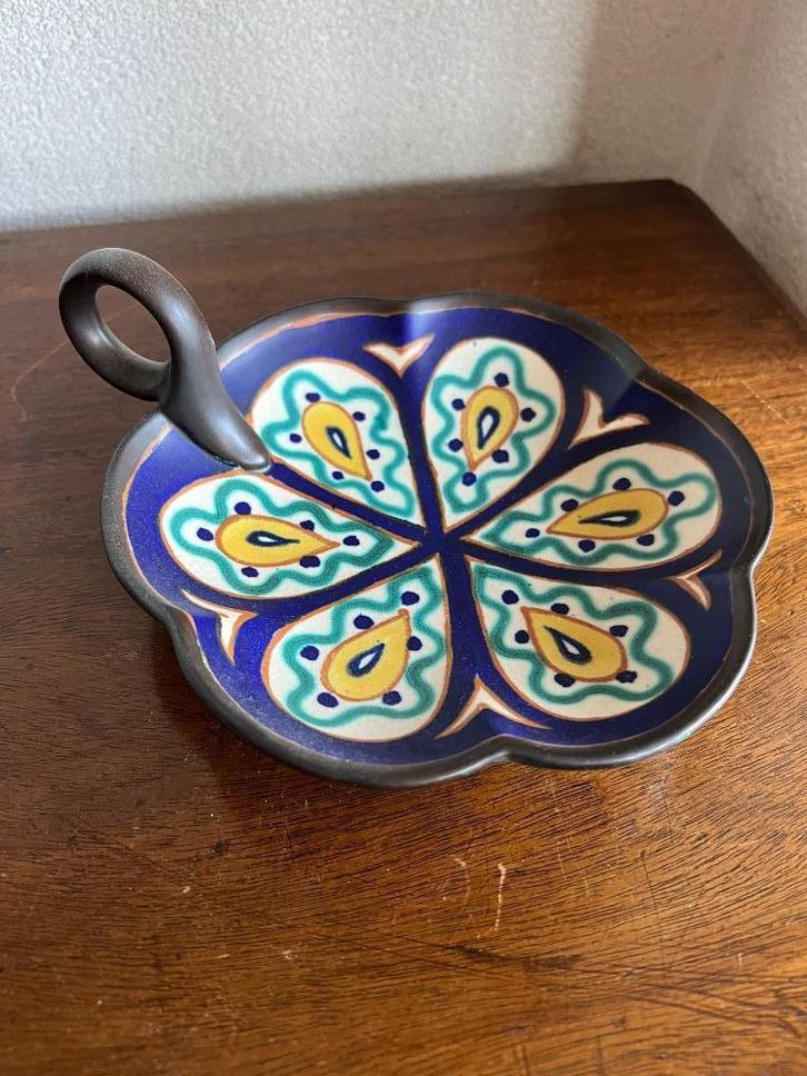 Decoratief Plazuid Gouds Plateel Schaaltje Dobo 1929 + label, Antiek en Kunst, Antiek | Keramiek en Aardewerk, Ophalen