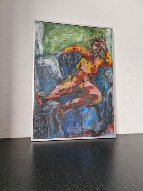 Impressionistisch kleurrijk schilderij in lijst R. Vd Linden, Antiek en Kunst, Kunst | Schilderijen | Modern, Ophalen of Verzenden