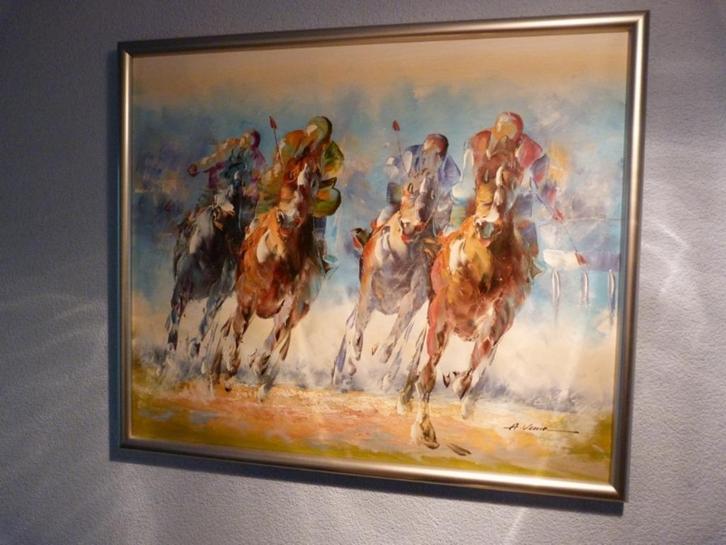 Schilderij Anthony Veccio Paardenrace paarden race paarden, Huis en Inrichting, Woonaccessoires | Schilderijen, Tekeningen en Foto's