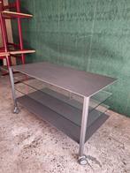 Televisiemeubel tvkast tvmeubel metaal glas ZWAAR wielen, Ophalen, Gebruikt, 100 tot 150 cm, Glas