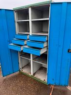 € 90 Stalen kast werkplaatskast met 6 schuiflades en planken, Doe-het-zelf en Verbouw, Ophalen, Gebruikt