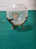 glas bol op houder messing vintage, Huis en Inrichting, Woonaccessoires | Overige, Ophalen of Verzenden