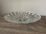 Vintage facet geslepen bewerkt glazen schaal 33 cm, Ophalen of Verzenden, Zo goed als nieuw, Rond, Glas