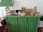 Dressoir hout,  boerenkool groen door schilder geverfd, Ophalen, 25 tot 50 cm, Grenenhout, Met klep(pen)