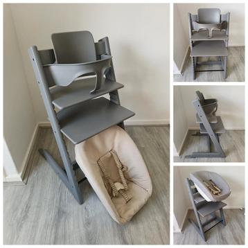 ZGAN! Stokke Tripp Trapp storm grey+babyset,newbornset,hoes beschikbaar voor biedingen