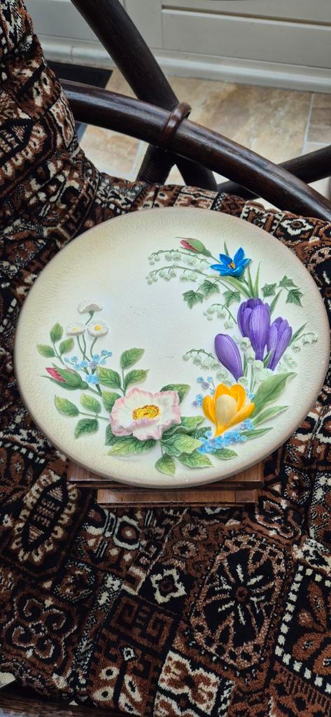 3D Wandbord met Bloemen - 25cm, Antiek en Kunst, Antiek | Wandborden en Tegels, Ophalen of Verzenden