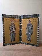 Antiek tweeluik ikoon, eikenhout, Sava Afraïm, Griekenland, Ophalen