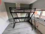 Metalen hoogslaper 90x200 met bureau, Ophalen, Gebruikt, Eenpersoons, 160 tot 180 cm