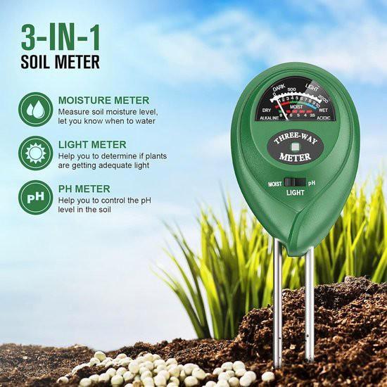 3-in-1 Bodem Meter: pH, Vochtigheid & Licht, Doe-het-zelf en Verbouw, Meetapparatuur, Nieuw, Ophalen of Verzenden