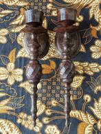 Mooi stel oude Engelse wand kandelaars van koper 30,7 cm., Antiek en Kunst, Antiek | Kandelaars, Ophalen of Verzenden, Koper of Brons