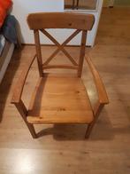 Ikea Ingolf stoel met armleuningen, Huis en Inrichting, Stoelen, Ophalen, Gebruikt, Bruin, Eén