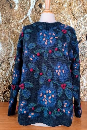 💖Prachtig hand geborduurd 100% zuiver wollen trui XL XXL  beschikbaar voor biedingen