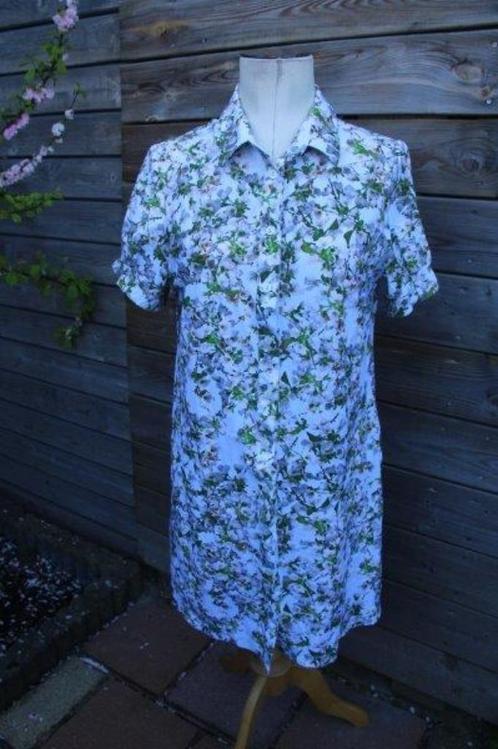 Doorknoopjurk licht blauw/ wit Jane Lushka mt XL Travel Vast, Kleding | Dames, Jurken, Zo goed als nieuw, Maat 46/48 (XL) of groter