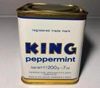 Klein oud King pepermunt blikje. Afm. 9x7x8 cm., Verzamelen, Ophalen of Verzenden, Zo goed als nieuw, Overige, Overige merken
