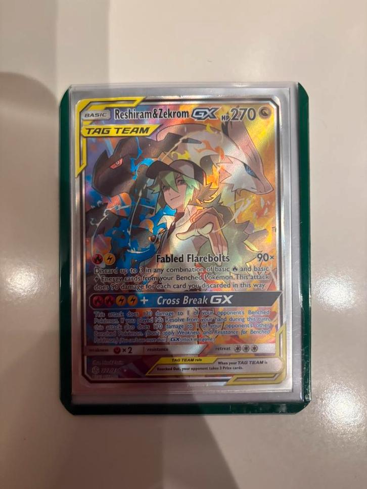 Reshiram & Zekrom GX Tag Team #222 – Full Art – Topstaat, Hobby en Vrije tijd, Verzamelkaartspellen | Pokémon, Zo goed als nieuw