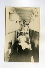 scheepvaart-foto#kaart-ECHTPAAR aan boord schip-SEPIA, Verzamelen, Foto's en Prenten, Ophalen of Verzenden, Voor 1940, Zo goed als nieuw