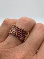 X685 Prachtige zilveren ring goudkleur roze saffier maat 19, Sieraden, Tassen en Uiterlijk, Ringen, 19 tot 20, Ophalen of Verzenden