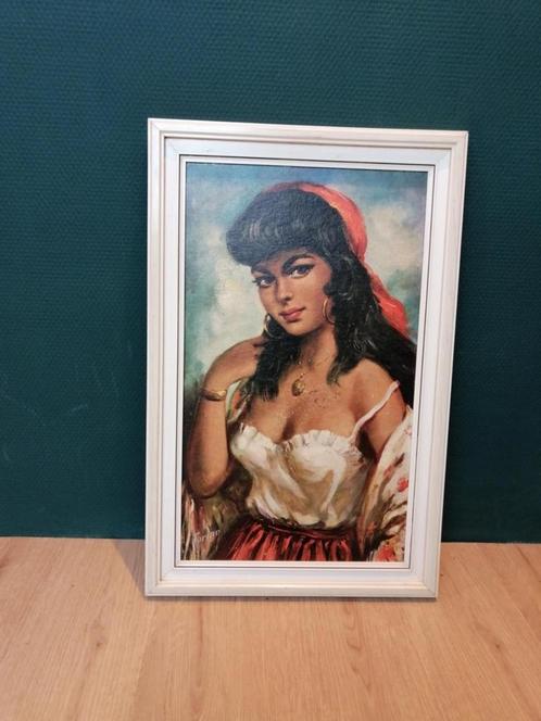 Schilderij Gypsy girl from Torino. Vintage., Antiek en Kunst, Kunst | Schilderijen | Klassiek, Ophalen