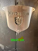 Hertog Jan logo bord rvs 20x21cm, Ophalen of Verzenden, Gebruikt, Reclamebord, Plaat of Schild, Hertog Jan