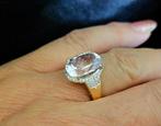 Gouden Vintage ring edelsteen morganiet en diamant.2025/394., ., Paars, Ophalen of Verzenden, Zo goed als nieuw