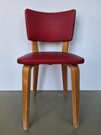 vintage Cor Alons plywood stoel rode bekleding Dutch design, Huis en Inrichting, Stoelen, Gebruikt, Hout, Eén, Ophalen