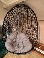 Hangstoel - Ei stoel - Zwart met grijze kussen, Gebruikt, Zwart, Ophalen of Verzenden, Metaal