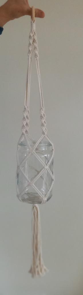 macramé hanger met glazen weckpot beschikbaar voor biedingen