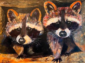 Wasberen, acrylschilderij 80x60 cm beschikbaar voor biedingen