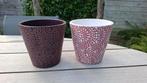 Bloempotten met reliëf rood/wit en paars + 2 mini vaasjes, Ophalen, Gebruikt, Rond, Binnen