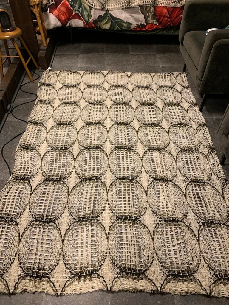 Vintage Gehaakte Gordijnen - 2 Stuks - 320x245 cm, Gebruikt, 200 cm of meer, Groen, Ophalen of Verzenden