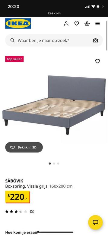 160x200cm bedframe Ikea Säbövik - afbeelding 2