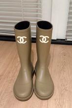 Originele Chanel Wellington Laarzen - Maat 39 - Kaki, Kleding | Dames, Ophalen of Verzenden, Zo goed als nieuw