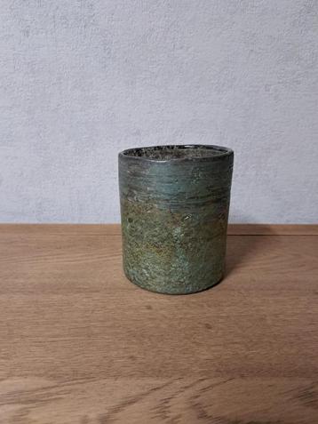 PTMD windlicht - waxinelichtjeshouder, groen goud, glas. beschikbaar voor biedingen