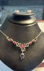 925 zilver + natuurlijke Robijn + Saffier, Verzenden, Nieuw, Met edelsteen, Dame