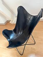 Zwarte vlinderstoel met stalen frame, Ophalen, Gebruikt, Zwart, Leer