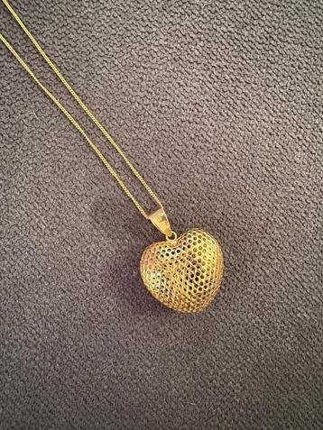 14k Gouden dames ketting 14 karaat met hart hanger  beschikbaar voor biedingen