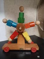 Nooigedagt Houten Blokken Molen - Vintage Speelgoed, Ophalen of Verzenden, Gebruikt, Duw- of Trekspeelgoed