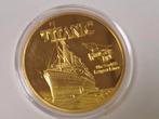 Grote vergulde munt titanic, Postzegels en Munten, Ophalen of Verzenden, Overige landen