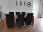 Massief licht eiken eetkamer tafel met 6 stoelen, Ophalen, Zo goed als nieuw